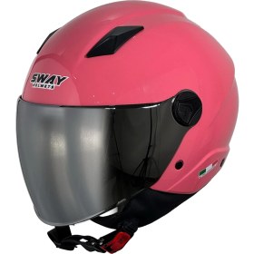 Resim Sway 765 Gloss Pink Yarım Kask - Renkli Vizörlü 