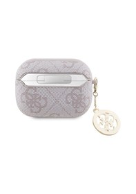 Resim Apple Uyumlu AirPods Pro 2 Kılıf Guess Lisanslı 4g Desenli Taşlı 4g Süs Zincirli Pembe 