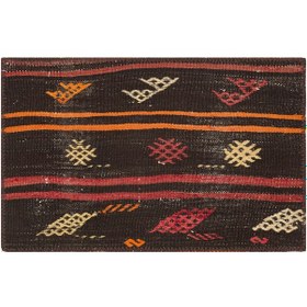 Resim Renkli Çiçekli El Dokuma Kilim Paspas 