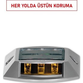 Resim 11922 Sl Solar Yol Butonu Güneş Enerjili, Alüminyum Gövde, Ip65 Koruma, Çift Yönlü Flaşör 