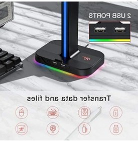 Resim Rgb Aydınlatmalı Kulaklık Tutucu, 2 Usb Girişi İle Oyunculara Özel 