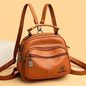 Resim OGEHUAFEE Kadınlar İçin Şık Mini Sırt Çantası - Ayarlanabilir Omuz Askılı Premium Crossbody Çanta, Çoklu Fermuarlı Bölmeler, Kanguru Logosu & Püskül Detayları, 5 Renkte Mevcut (Açık Kahverengi/Yeşil/Mavi/Kırmızı Şarap/Siyah), Mini Sırt Çantası Cüzdan, Şık Kadın Aksesuarı, Altın Ton Donanım 