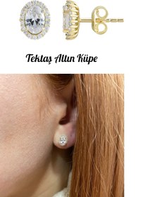 Resim Hepimitu Taşlı Altın Küpe 