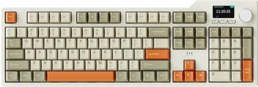 Resim Coverzone Ajazz AK35i V3 Kablosuz Mekanik Oyuncu Klavyesi-Gasket Gövde Yapısı Dinamik RGB-TFT Ekranlı Bej\u002FAvakado Switch 