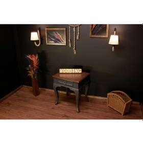 Resim Wooding Masif Ceviz Antrasit Komodin - Yan Sehpa 