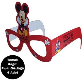 Resim Mickey Temalı Kağıt Gözlük 6 Adet Parti Gözlüğü Tüm Yaşlar 
