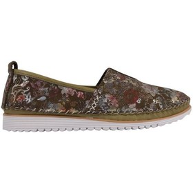 Resim Çiçek Desenli Rahat Taban Esnek Yapılı Günlük Konforlu Babet Ayakkabı Napa-108f Yeşil 