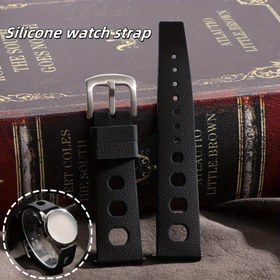 Resim 1 Adet Yumuşak Silikon Saat Kayışı - Retro Spor Hızlı Çıkartmalı Metal Tokalı, Ayarlanabilir 20mm/22mm Erkek ve Kadınlar İçin, Siyah - Babalar Günü Hediyesi, Günlük Kullanım Aksesuarı, Şık Bileklik, Rahat Bileklik, Moda Tutkunları 