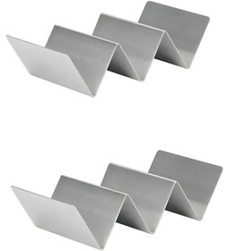 Resim Homerest 2 Adet 3 Bölmeli Taco Standı, Çelik Hamburger Waffle Ekmek Sandviç Tost Taco Servis Sunum Standı 