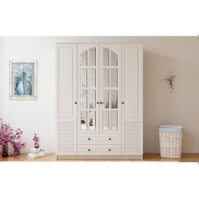 Resim Rabi Mobilya İzel Country 4 Kapaklı 2 Çekmeceli Gardırop 