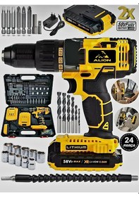 Resim Alion Fun Edition Şarjlı Matkap Vidalama - Çift Akü - Tam Takım Uç Seti 