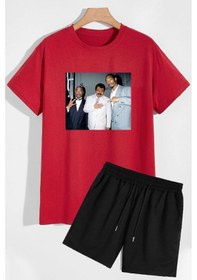 Resim Müslüm Baskılı Şort T-shirt Eşofman Takımı Kırmızı 