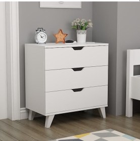 Resim Valencia 3 Çekmeceli Şifonyer Beyaz Beyaz 