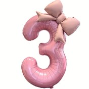 Resim 40 inç pembe dijital balon ve fiyonk alüminyum film balon seti doğum günü partisi dekorasyonu 
