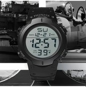 Resim Gaojunshop01 Honhx Digital Spor Saati Unisex Alarmlı Takvimli Işıklı Siyah Dayanıklı Plastik Kayış Diğer 