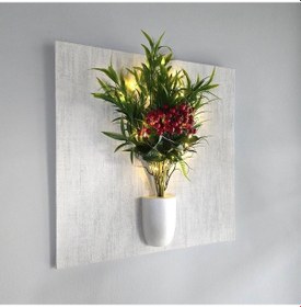 Resim Led Işıklı, Yılbaşı Kokina, Kabartma Dokulu Çiçekli Tablo 