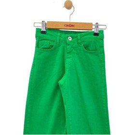 Resim Çikoby Kız Çocuk Püskül Paça Detaylı Yüksek Bel Yeşil Mom Jeans-13773-yeşil Yeşil 