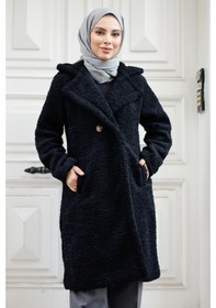 Resim Bestenur Duha Tesettür Peluş Kap 1218 - Siyah 