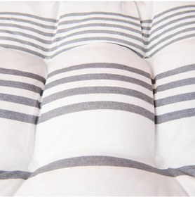 Resim Soft Elegant Curves Kalın Çizgili Sandalye Minderi - Ekru / Siyah - 43x43 Cm Renkli 