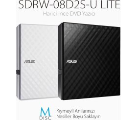 Resim Asus DVD SDRW-08D2S-U LITE SLIM USB 2.0 SİYAH 
