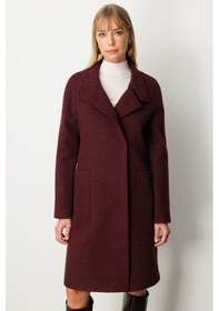 Resim Ekol Kadın Dokulu Torba Cepli Kaban 6051 Bordo Bordo 