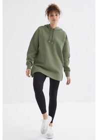 Resim Tommy Life Çağla Reglan Kol Basic Kapüşonlu Oversize Sweatshirt Tunik - 97242 Çağla 