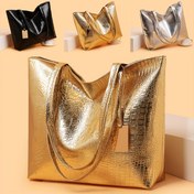 Resim Mükemmel Lili Kadın Vintage Timsah Baskılı Tote Çanta - Büyük Kapasiteli, Çok Yönlü Omuz Çantası Fermuar Kapatma ile, İş, Alışveriş ve Yemek İçin İdeal - Şık Siyah veya Altın, Aile İçin Mükemmel Hediye, Timsah Baskılı Çanta 