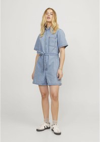 Resim Jack & Jones Kadın Belden Bağlamalı Denim Tulum - Isla 12254008 Light Blue Denim Açık Mavi 
