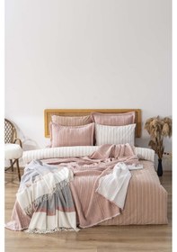 Resim Rivaistanbul Efekt Pudra Çift Kişilik Nevresimli Yatak Örtüsü - 8 Parça Çeyiz Seti Krem 