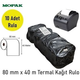 Resim 80x40 Termal Rulo Adisyon Yazarkasa Pos Fiş Bilgi 80 40 Yemek Fişi Termal Rulosu 1paket 10rulo 