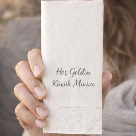 Resim Palo Santo 25 Adet Hoş Geldin Küçük Mucize Baskılı Peçete Lüks Dekor Motto Misafir Sunum Peçete 