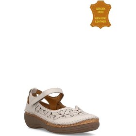 Resim Venüs 25190244y Hakiki Deri Anatomik Kadın Sandalet Bej Ç Bej 