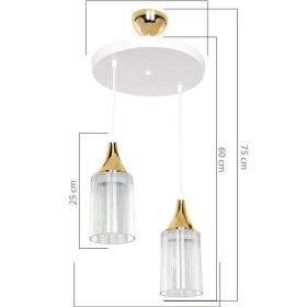 Resim Şık 2’li Beyaz Gold Kukalı Oturma ve Mutfak Yatak Odası Avizesi 