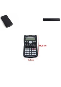 Resim Kızaklı Kapak Lcd Ekran Fonksiyonel Bilimsel Hesap Makinesi Ebat: 15,6 Cm X 8,3 Cm Siyah 