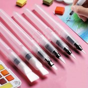 Resim 6 Adet Suda Çözünebilir Uçlu ve Düz Fırça Başlıklı Suluboya Kalemleri - Kalıcı Plastik Sanat Malzemeleri, Hat Sanatı, Resim, Açık Hava Çizimi için - Sanatçılar & Yeni Başlayanlar İçin İdeal, Boya Kalemi, Şeffaf Kalem Tasarımı, Akışkan Mürekkep, Pürüzsüz Uygulama, Hobi Ressamları 