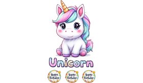 Resim Unicorn Pasta Resmi ve Baskısı - Unicorn Yenilebilir Kağıt Pasta Üstü Resmi - Pasta Süsü 8 
