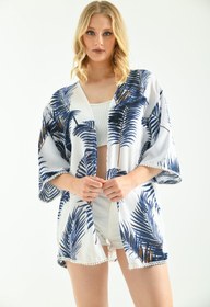 Resim VOLT CLOTHİNG Kadın Palmiye Güpür Detaylı Viskon Kimono 