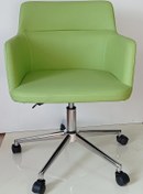 Resim Büro Koltuğu Çalışma Sandalyesi Krom Yıldız Ayaklı Döküm Süngerli Yeşil Suni Deri 