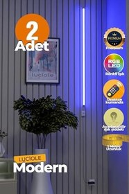 Resim luciole Uzaktan Kumandalı Led Lambader 2 Adet Yatak Üstü, Tv Yanı,Oturma Odası - Rgb Çok Renkli Lucd 