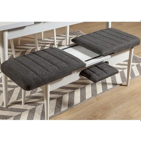Resim Ahşap Açılır Bench Beyaz Antrasit 