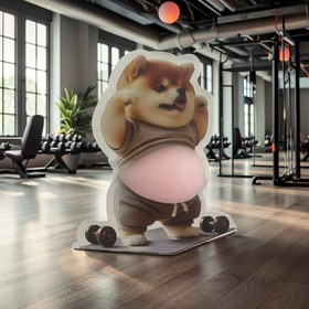 Resim 1/2/5 adet Sevimli Köpek Fitness Etiketleri - 3D Kendinden Yapışkanlı Dizaynlı Dumbbell & Büyük Karın Tasarımı, Mat Bitişli Hayvan Baskısı, Scrapbooking, Günlükler, Planlayıcılar için - Işık Kahverengi, Düzensiz Şekil, Tek Kullanımlık Dekoratif Etik 