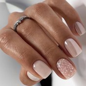 Resim 24 adet Pembe Strobos Kısa Kare Basınçlı Tırnak Seti, Glitter Altın Kaplama Bitişi, Kadınlar için Kolay Giyim Sahte Tırnak Kiti Günlük Kullanım 