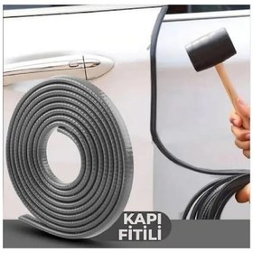 Resim Oto Araç Kapı Koruma Fitili 5 Metre Parlak Gri Renk Çarpma Çizilme Önleyici Fitil 
