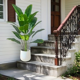 Resim Gerçekçi Yapay Muz Yaprak Bitkisi - Anneler Günü, Babalar Günü, Düğünler, Mezuniyet, Noel için Yüksek Kaliteli Plastik İç/Dış Mekan Dekoru - Bakım Gerektirmez, Konteyner Gerekmez, Pilsiz, Dış Mekan Bitki Dekoru | Zarif Bitki Gösterimi | Bakımsız Dekor 