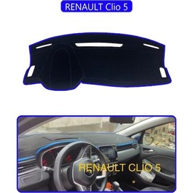 Resim Renault Clio 5torpido Koruma Halısı Mavi Kenar 