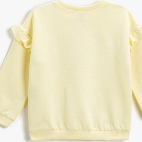 Resim Kız Bebek Baskılı Fırfırlı Sweatshirt Pamuklu 