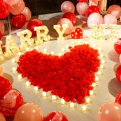 Resim 1200 adet Kırmızı Kağıt Yaprak Konfeti - Düğün, Parti & Romantik Dekorasyonlar için Yapay Gül Çiçek Yaprakları, Fotoğraf Fonu için Gerçekçi Kalp Şeklinde Dağınık Petal, DIY Etkinlikler 