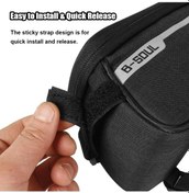 Resim Ebitda Bisiklet Telefon Çantası, Su Geçirmez Mtb Gidon Tüp Çantası, Dokunmatik Kulaklık Deliği, 6 Altı Uyumlu, Siyah Siyah 