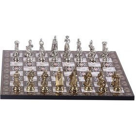 Resim Orta Boy Metal İngiliz Satranç Takımı Parlak Ve Sedef Desenli Mdf 