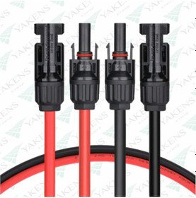 Resim Güneş Paneli Uzatma Kablosu 12m+12m 4mm Çift Taraflı Mc4 Soketli Solar Ara Kablo Siyah Kırmızı 